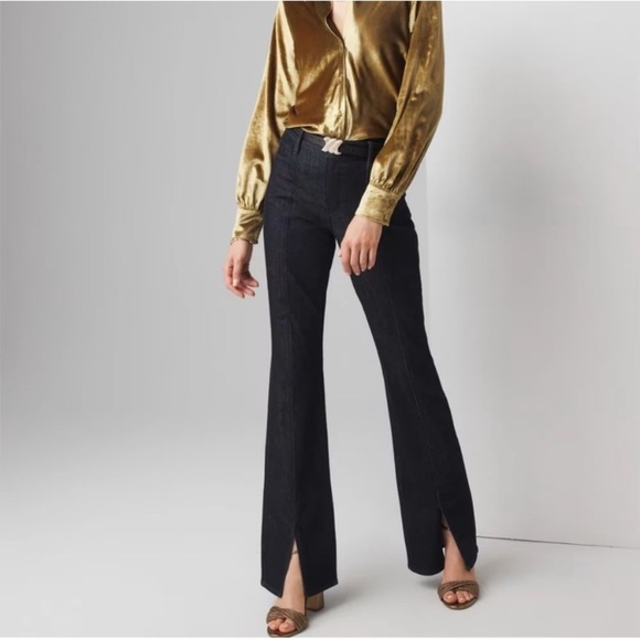 Pilcro Anthropologie Split Front Bootcut Jeans Dark Wash Size 26 - Picture 1 of 13